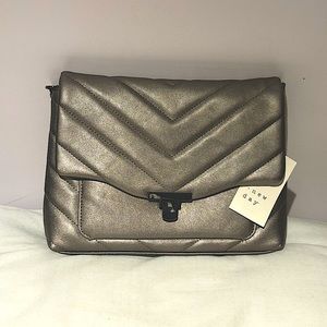 NWT A new day boxy gray metallic quilted purse crossbody bag
